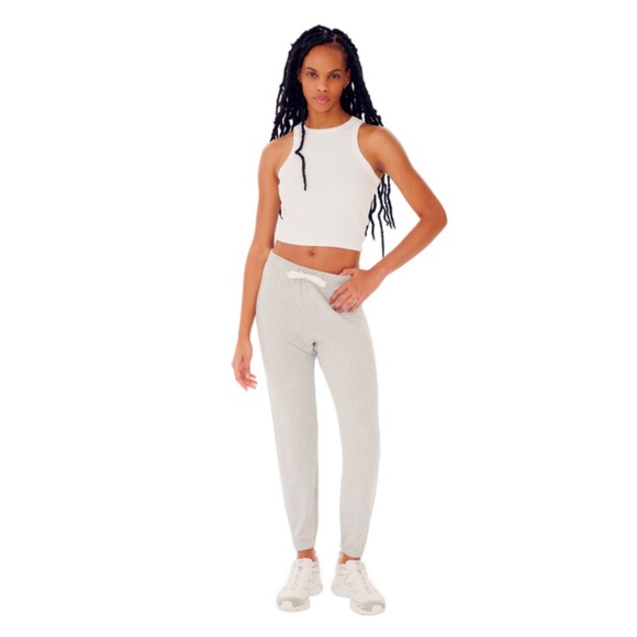 SPLITS59 NWT CONTRAST STRIPED SONIA SWEATPANTS HEATHER GREY& WHITE PREP PREPPY - Picture 6 of 14